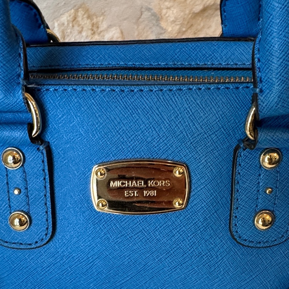 Michael Kors Cobalt Blue Satchel with Gold Accents - Picture 2 of 8